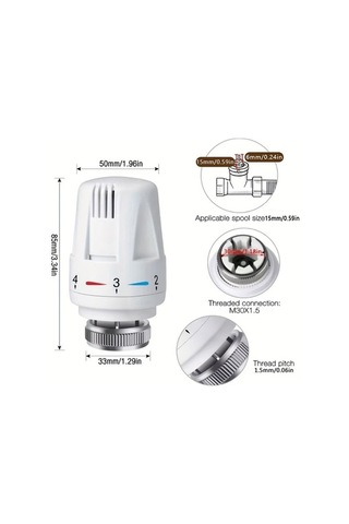 Pazly 8 Adet Beyaz Akıllı Radyatör Valfi Yedek Başlığı M30x1, 5 Diş Abs Bronz İç Yüzey, 4-120 C Otomatik Kontrol