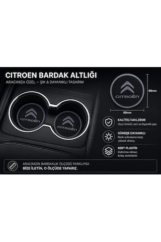 Citroen Araç Bardaklık Altlığı , Citroen Şişe Ve Bardak Altlığı, Citroen Logolu Oto Bardaklık Altlığ