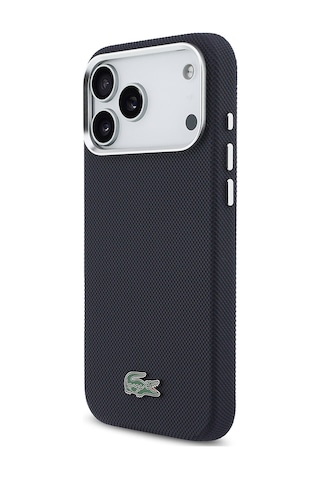 Apple iPhone 17 Pro Max Kılıf Lacoste Lisanslı M-safe Uyumlu Pvc Pike Desen İkonik Timsah Logolu Lacivert