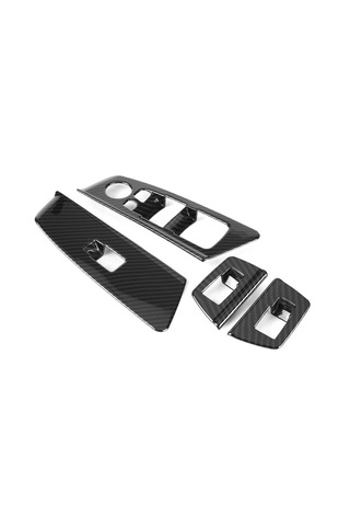 Geeroyoo Bmw 5 Serisi G30 2017-2018 Pencere Kaldırma Anahtarı Koruyucu Dekor Paneli - Karbon Desenli 4'lü Set - Abs Malzeme - İç Dekor Ve Korumalı
