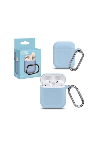 Proaks Airpods Uyumlu 1/2 İçin Klipsi Olan Silikon Kılıf 419159839 Açık Mavi