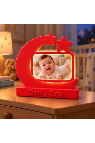 Sehmira Kişiye Özel Led Işıklı Ay Yıldız Fotoğraf Lambası Kırmızı Sehmira Kişiye Özel Led Işıklı Ay Yıldız Fotoğraf Lambası Kırmızı