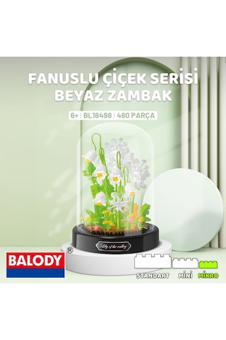 Balody Fanuslu Çiçek Serisi Beyaz Zambak Bl18498 Mini Blok Yapı Oyuncakları Seti