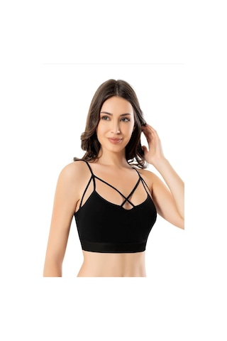 Kota Ip Askılı Kadın Büstiyer Ipli Yarım Atlet Krop 6378Siyah L-Xl
