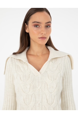 Pierre Cardin Kadın Ekru Kazak /triko 50290549-vr019 Ekru