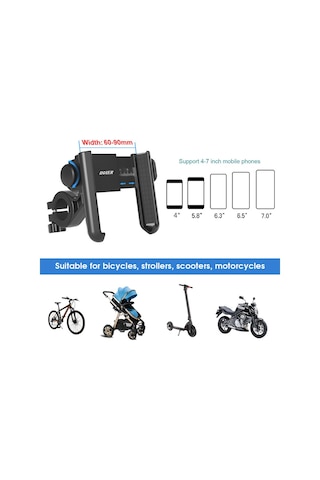Odier Motosiklet - Bisiklet Telefon Tutucu 360 Derece Döndürme Telefon Siyah
