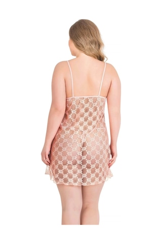 Arias Closet Büyük Beden Somon Kısa Tül Gecelik SOMON