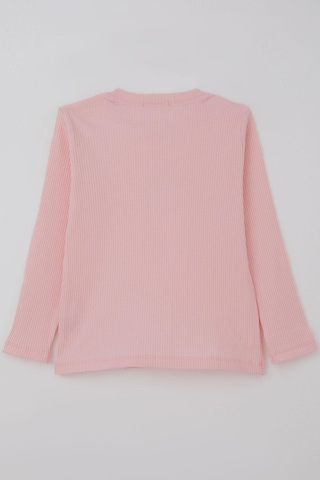 Breeze Kız Çocuk Uzun Kollu Tişört Vintage Dantel Fiyonk Aplikeli 5-10 Yaş, Pembe Pembe