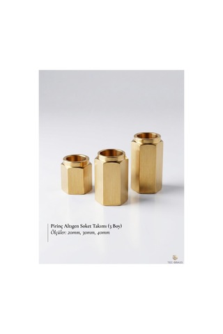 6 Köşe Som Pirinç Mumluk 20/30/40 Mm 24 Mm Genişlik Dekoratif Mumluk Gold