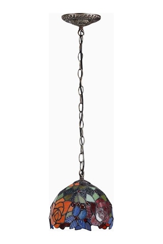 Home London Breeze L30127 El Yapımı Tiffany Vitray Gül Sarkıt Avize 7 Inç Kırmızı Red
