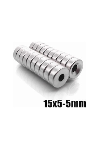 Havşa Delikli Neodyum Mıknatıs Yuvarlak D15X5X5 Mm - 10 Adet