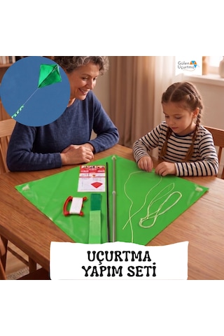 Uçurtma Yapım Seti / Naylon Elmas / Plastik Çıtalı / Yeşil