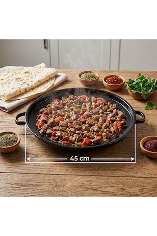 Emaye Kavurma Sacı 45 Cm Sülale Boy Siyah