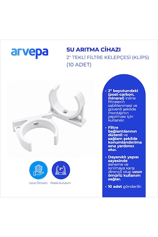 Arvepa Su Arıtma Cihazı 2" Tekli Filtre Kelepçesi (Klips) 10 Adet - Esnek Yapı