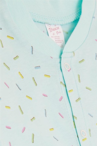 Breeze Kız Bebek Tulum Renkli Desenli 0 3 Ay 6 Ay, Su Yeşili Su Yeşili