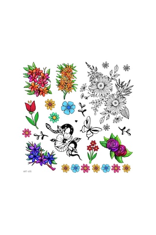 Flowers-4 Geçici Dövme,geçici Tattoo ,vücut Dövme,kol Bilek Dövme,boyun Dövme,sırt Dövme