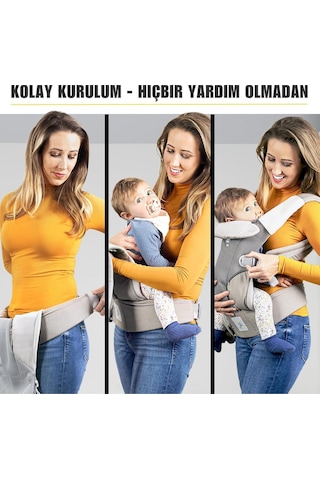 Kiddy Kingdom 3'ü 1 Arada Ergonomik Bebek Taşıyıcı Nefes Alabilen 3D Soft Mesh, Yenidoğan Için Portbebe Bej Tek Ebat