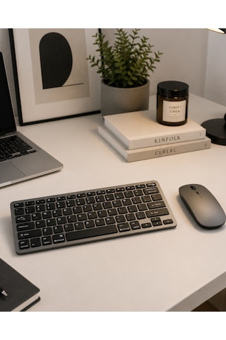 Sessiz Kullanım Sunan Bluetooth Klavye Mouse Seti Çoklu Cihaz Uyumlu Optik