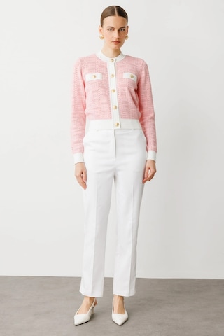 On Fashion Kadın Önü Gold Düğmeli Sıfır Yaka Pembe Hırka 53900 Pembe