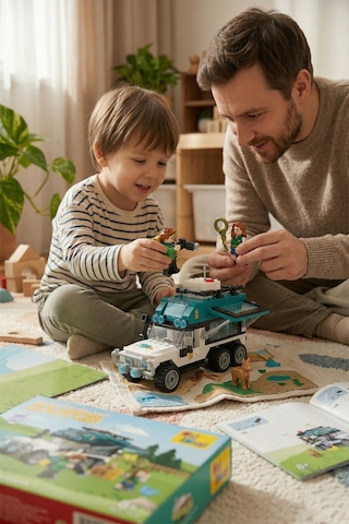 Ogi Mogi Toys Eğitici Bloklar Işıklı Mavi Karavan 298 Parça,  Yapı Seti