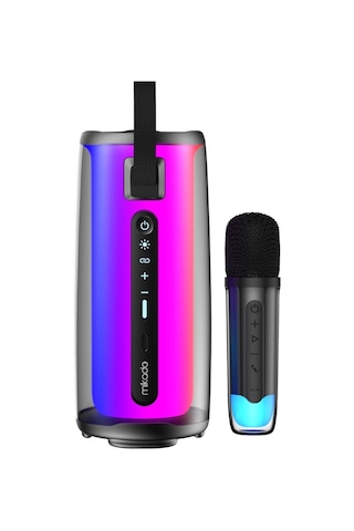 Mikado Md-17bt Capella Siyah 10w 1 Rgb Mikrofonlu Transparan/bt/tf Kart/aux/usb Tws 1800 Mah Bataryalı Speaker