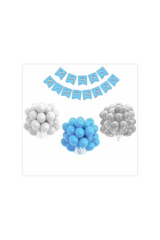 Beyaz, Mavi, Gümüş Balon-banner Seti