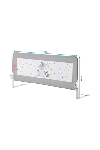 Wellgro 150 65 Cm Gri Desenli Yatak Bariyeri, Yatak Korkuluğu