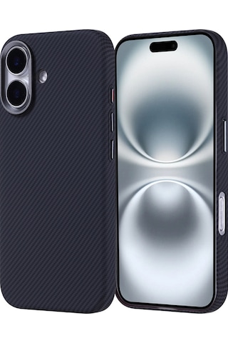 Apple iPhone Uyumlu 16 Kılıf Ultra İnce Karbon Tasarımlı Ve Magsafeli Cabix Premium Kapak Siyah