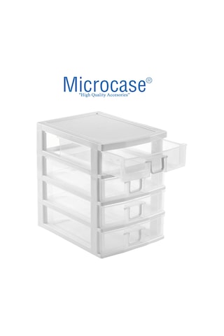 4 Gözlü Plastik Takı Bileklik Organizer Çekmece Beyaz - AL3186