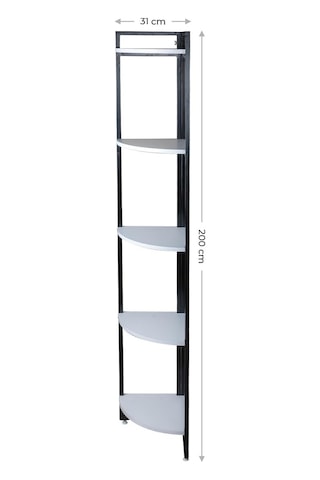 Dekoratif Köşe Rafı 5 Raflı Metal Ve Ahşap Kitaplık Çiçeklik Saksılık 200x31 Cm Çok Renkli