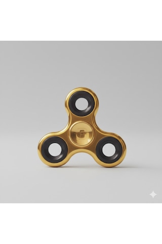 Uzun Süre Dönen Metal Stres Çarkı - Gold Rengi / Fidget Spinner Mavi