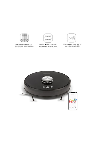 Homend Alex Laser Pro 1283H Moplu Ve Haritalamalı Akıllı Robot Süpürge Siyah