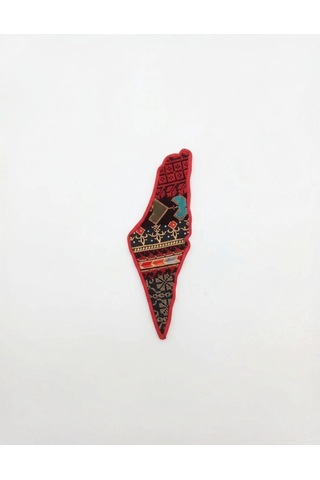 Askılı Filistin Haritası Üzrine Filistin Renkli Nakışlı Küçük Hacmi 29 Cm P00058 Diğer