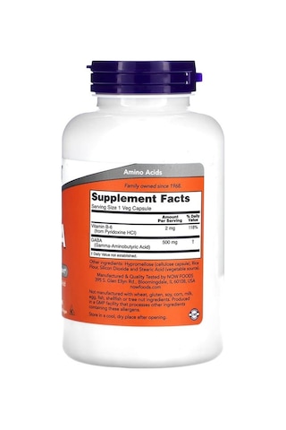 B-6 Vitaminli Gaba, 500 Mg, 200 Bitkisel Kapsül