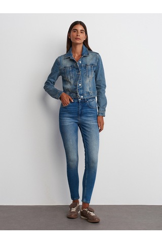 Dilvin Comfort Likra Kısa Kot Mont Mavi