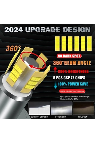Flybuy 2x 360 Derece H7 H1 H11 H3 Mavi Işıklı Araba Led Işıkları H8/h9 9005/hb3 Hb4/9006, 12 Volt 12