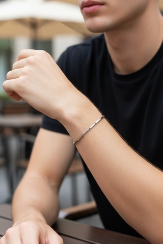 Melon Model Erkek Çelik Zincir İnce Bileklik Gümüş Renk 1 Mm Minimal Tasarım Çok Renkli