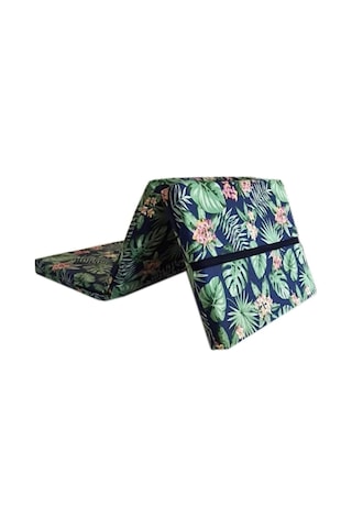 Katlanir Kamp Yataği Çadir Yataği 80x180 8 Cm Işbir Gri Kalin Sünger Yeşil Yaprak Mavi - Yeşil