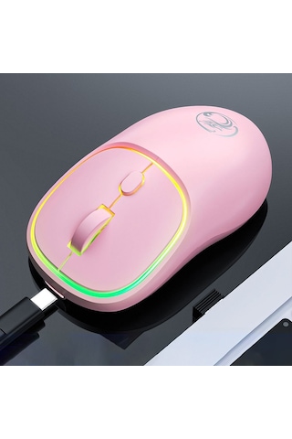 İmıce W-618 Şarj Edilebilir 4 Düğme 1600 Dpı 2.4ghz Bilgisayar Pc Dizüstü Bilgisayar İçin Bluetooth Sessiz Kablosuz Fare Pembe Diğer