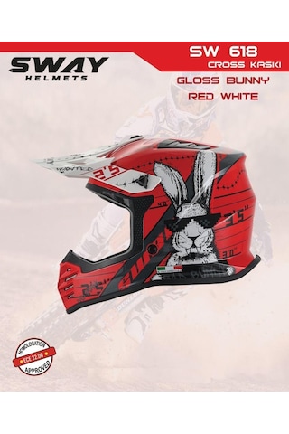 Sway Bunny Full Face Tam Korumalı Kask 53-54cm Kırmızı - Beyaz Kırmızı - Beyaz