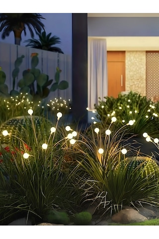 İndecor Houseware 6 Led'li Sarı Güneş Enerjili Bahçe Aydınlatması Balkon Lamba Solar Işık Ateş Böceği Peyzaj Çiçeği Sıcak Beyaz