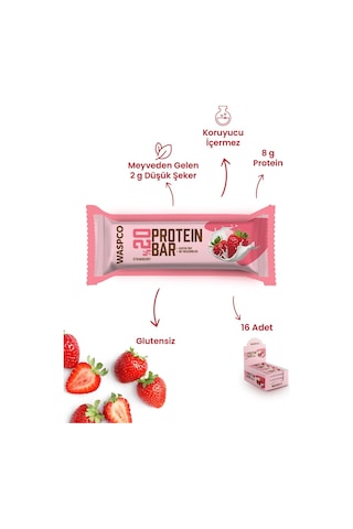 Waspco Protein Bar Çilekli 40 G X 16 Adet