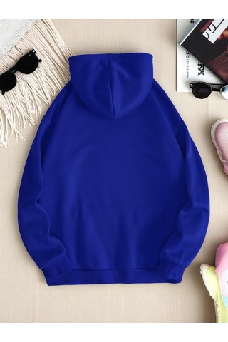 Uyguntarz Unisex Born To Read Baskılı Oversize Sweatshirt Mavi