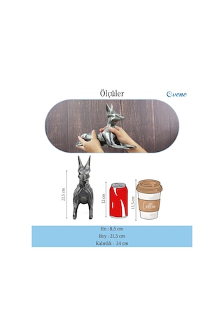 Dekoratif Köpek Biblo Heykel El Yapımı Doberman Hediyelik Süs Eşyası Poly Model Tasarım Ürünü - Gümüş Eskitme