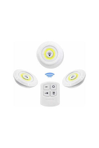 Muratech Dolap Işığı Mutfak Rafı Işığı Uzaktan Kumandalı 3 Lü Spot Led Lamba Çok Renkli