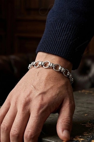 Kalın Örgü Zincir Model Silver Çelik Bileklik Unisex Bileklik Erkek Kadın Bileklik 777 Serisi