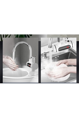 Xurunkeji Elektrikli Sıcak Ve Soğuk Su Isıtıcı Musluk Hızlı Isıtma Musluk Su Isıtıcı Musluk Bağlantısı Musluk 3000w Abd Fişi Beyaz