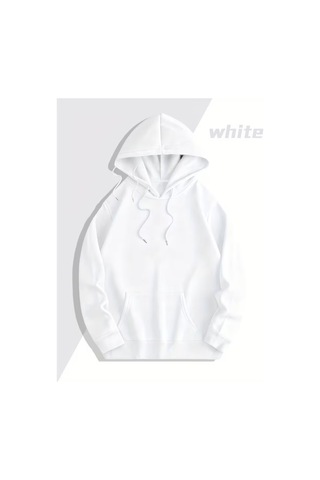 Nevermind Unisex Kapüşonlu Hoodie Kuru Kafa El Baskılı Oversize Sweatshir Beyaz