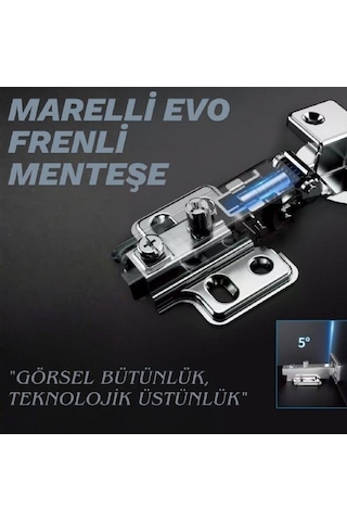 Marelli Evo Star Tipi Frenli Pistonlu / Stoplu / Hidrolikli Dolap İçin Menteşe Yavaşça Kapar