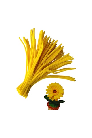 25 Adet Sarı Şönil, Çiçek Yapımına Uygun Tüylü Tel, 30 Cm 6 Mm